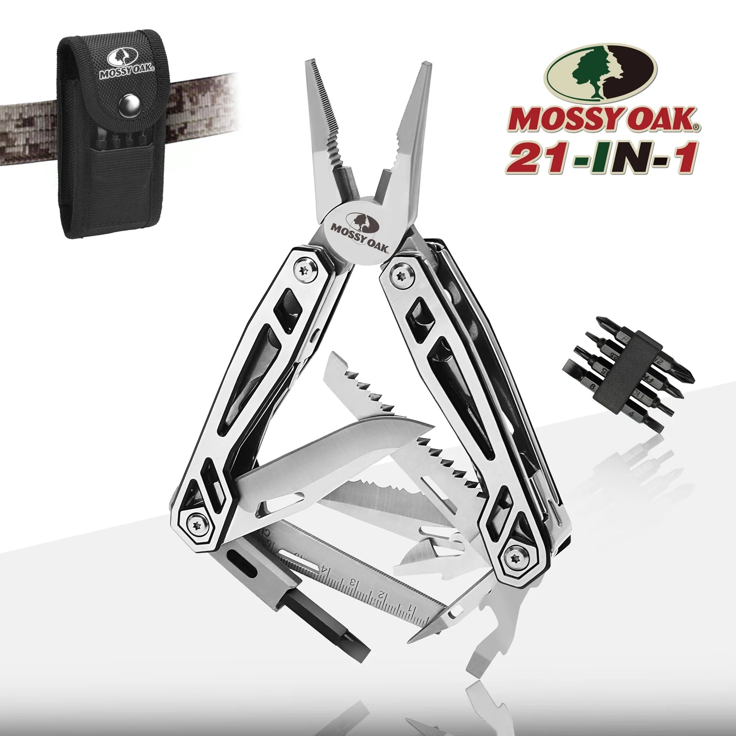 21 in 1 Multi Function Pliers Stainless Steel Portable Pocket Knife with Sheath for Outdoors Survival Camping