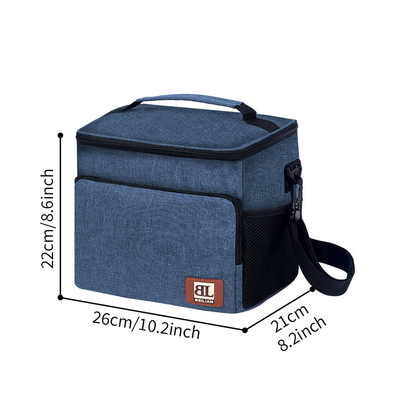 Wholesale Ready Stock Insulated Black Camping Cooler Bag Thermal Polyester Food Picnic Lunch Bag with Adjustable Shoulder Strap