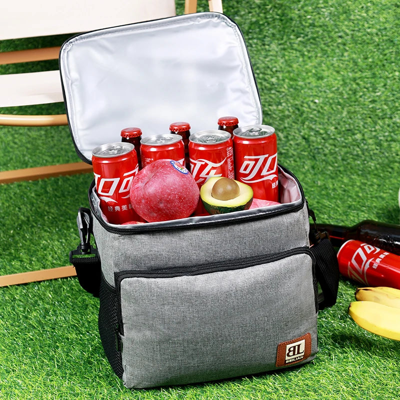 Wholesale Ready Stock Insulated Black Camping Cooler Bag Thermal Polyester Food Picnic Lunch Bag with Adjustable Shoulder Strap