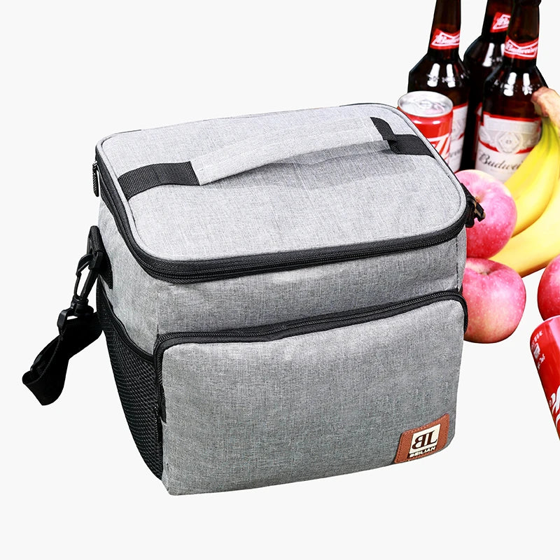 Wholesale Ready Stock Insulated Black Camping Cooler Bag Thermal Polyester Food Picnic Lunch Bag with Adjustable Shoulder Strap