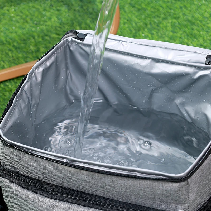 Wholesale Ready Stock Insulated Black Camping Cooler Bag Thermal Polyester Food Picnic Lunch Bag with Adjustable Shoulder Strap