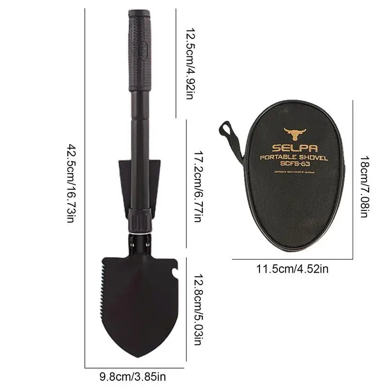 Tri-Fold Trenching Tool with Serrated Edge
