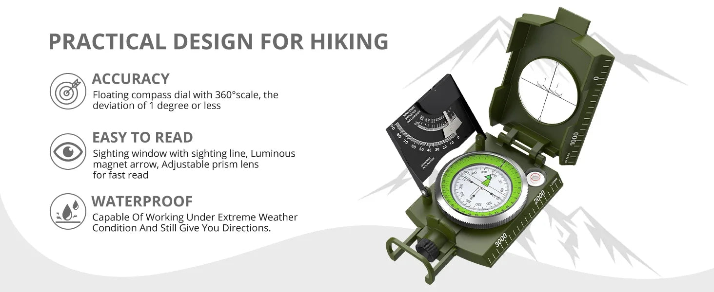 Professional Military-Grade Lensatic Compass