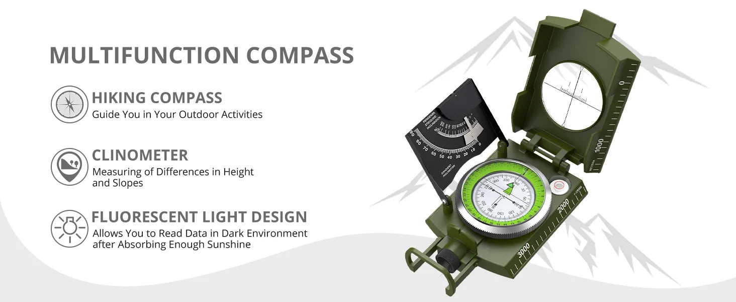 Professional Military-Grade Lensatic Compass