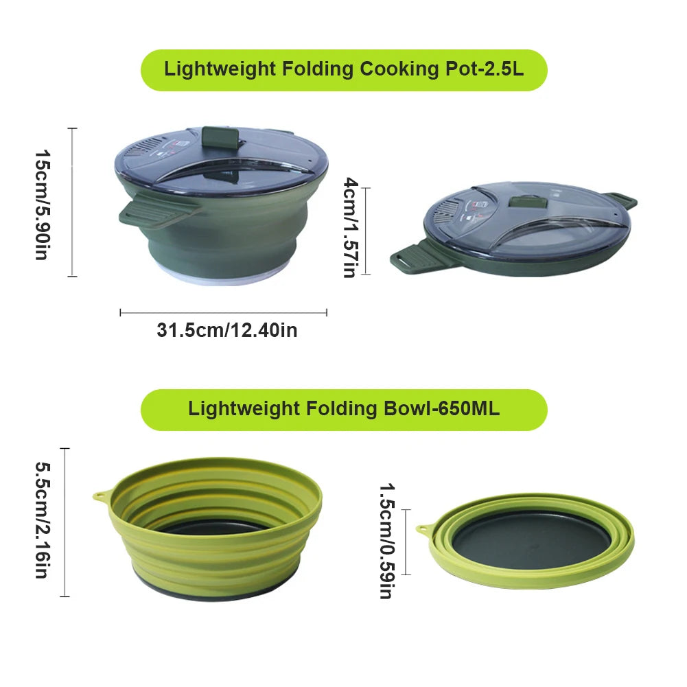 Collapsible Silicone Camping Cookware Set