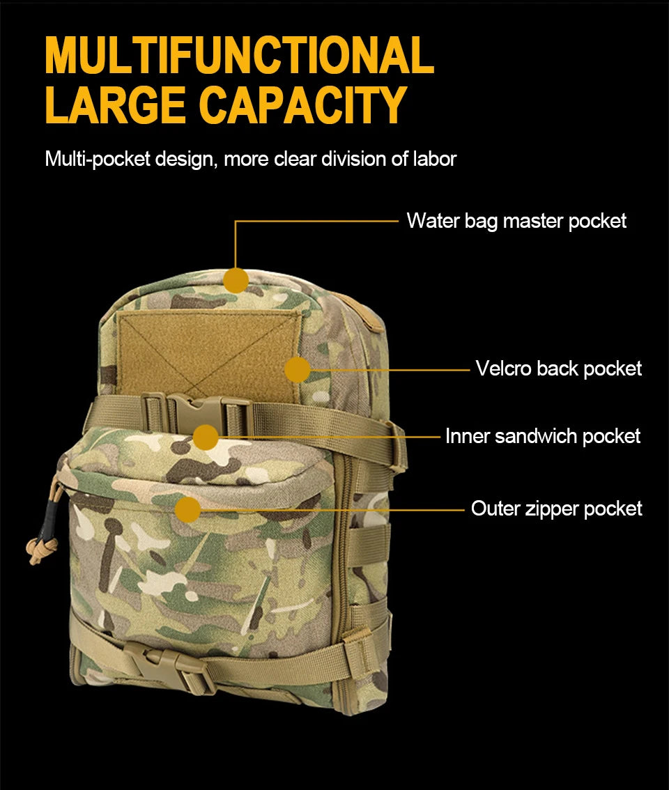 Mini Hydration Bag Outdoor Tactical Backpack Water Bladder Carrier Zipper Pouch Outdoor Hunting Bag 1000D Nylon Outdoor Sports