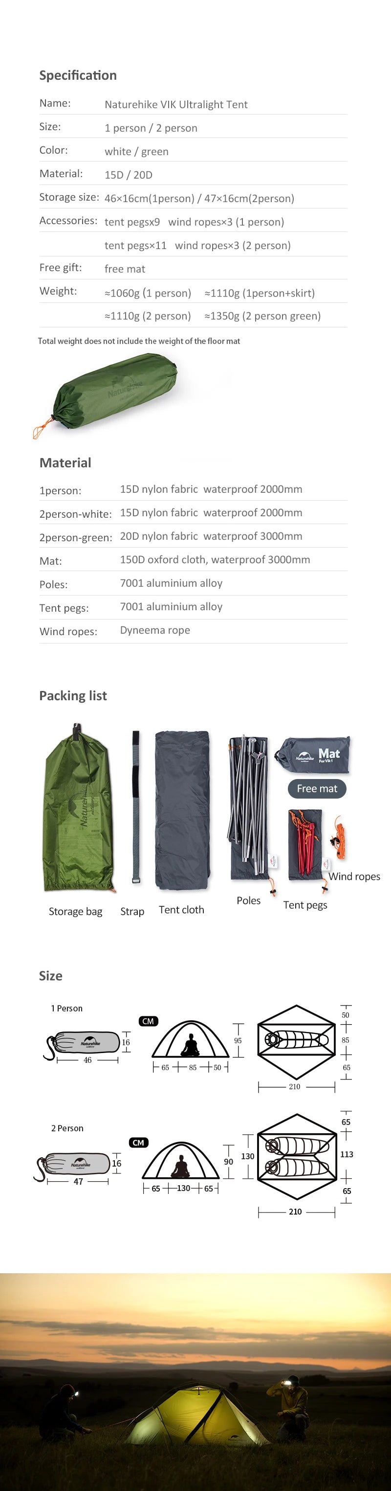 Ultralight Tunnel Tent for Solo Backpacking
