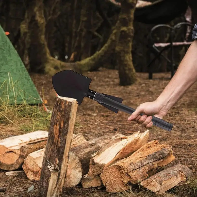Tri-Fold Trenching Tool with Serrated Edge