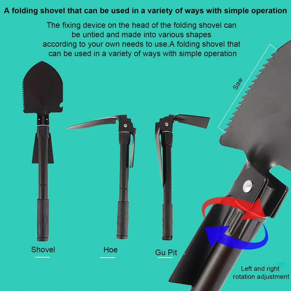 Tri-Fold Trenching Tool with Serrated Edge