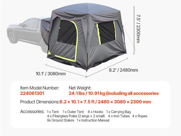 5-8 Person SUV Tent with Awning