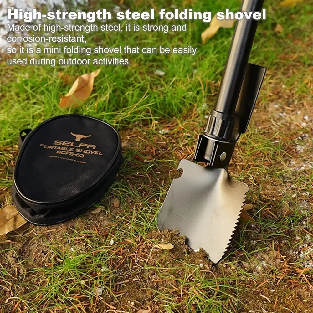 Tri-Fold Trenching Tool with Serrated Edge
