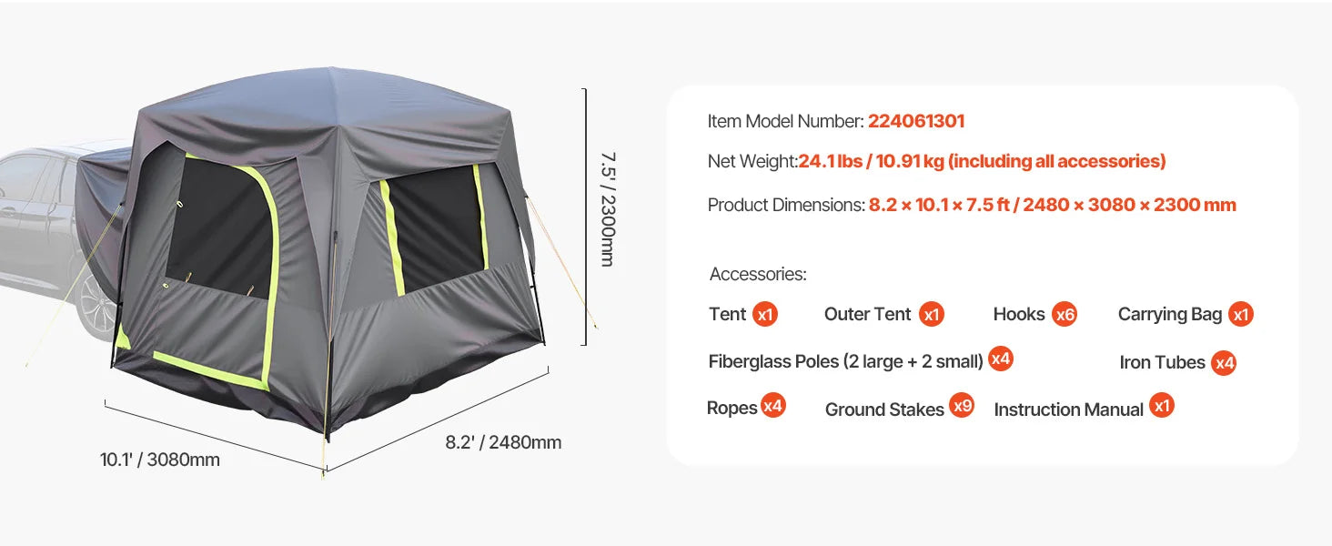 5-8 Person SUV Tent with Awning