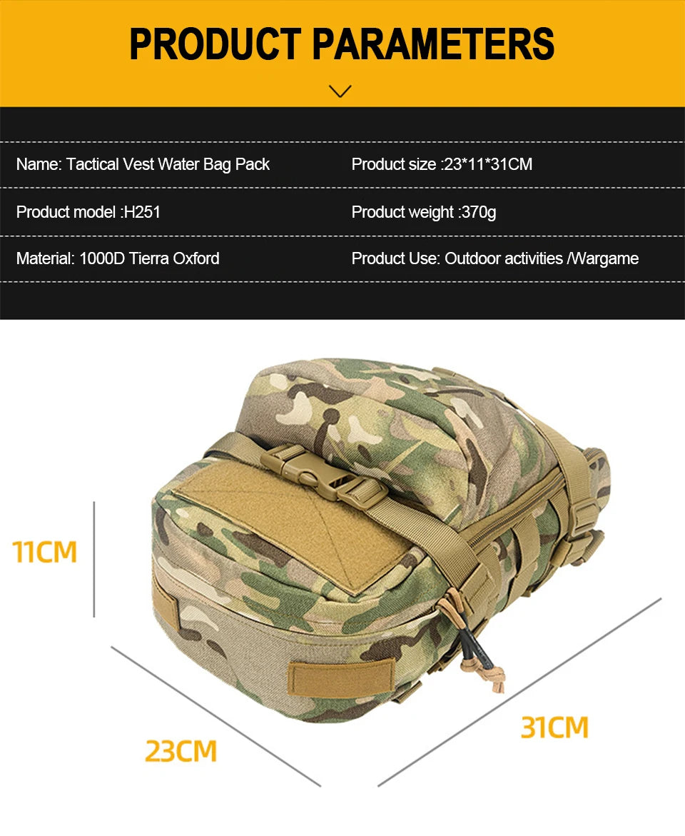 Mini Hydration Bag Outdoor Tactical Backpack Water Bladder Carrier Zipper Pouch Outdoor Hunting Bag 1000D Nylon Outdoor Sports