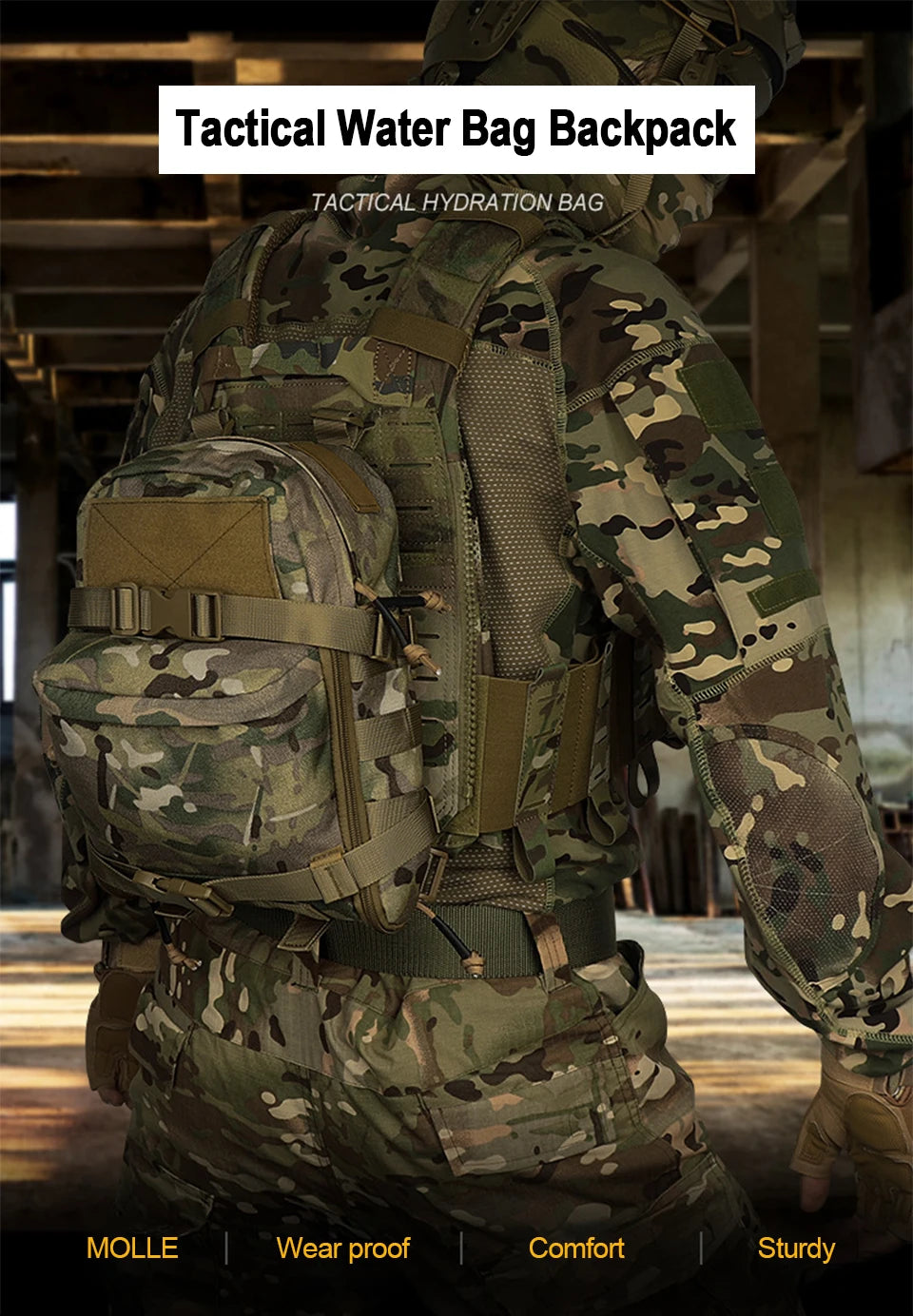 Mini Hydration Bag Outdoor Tactical Backpack Water Bladder Carrier Zipper Pouch Outdoor Hunting Bag 1000D Nylon Outdoor Sports