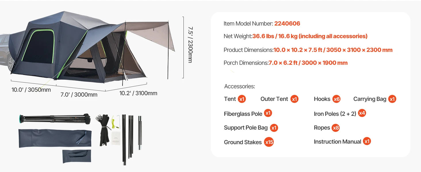 5-8 Person SUV Tent with Awning