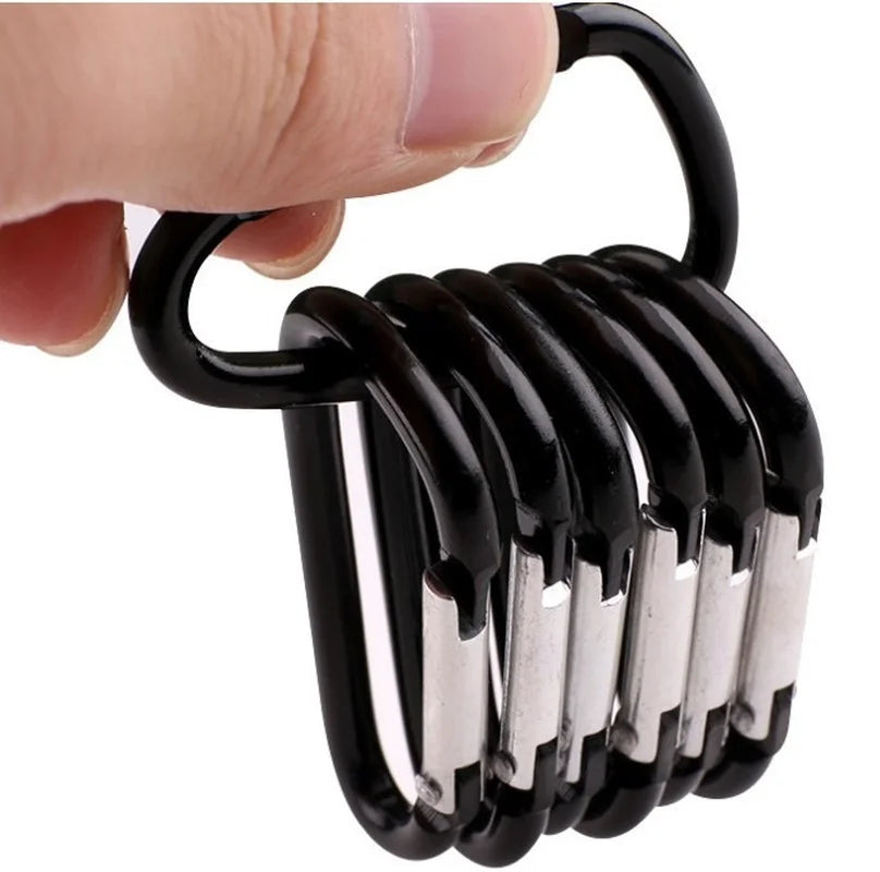 5PCS Outdoor Carabiner D-shaped Bold Metal Travel Kit Camping Aluminum Survival Gear Mountaineering Hooks