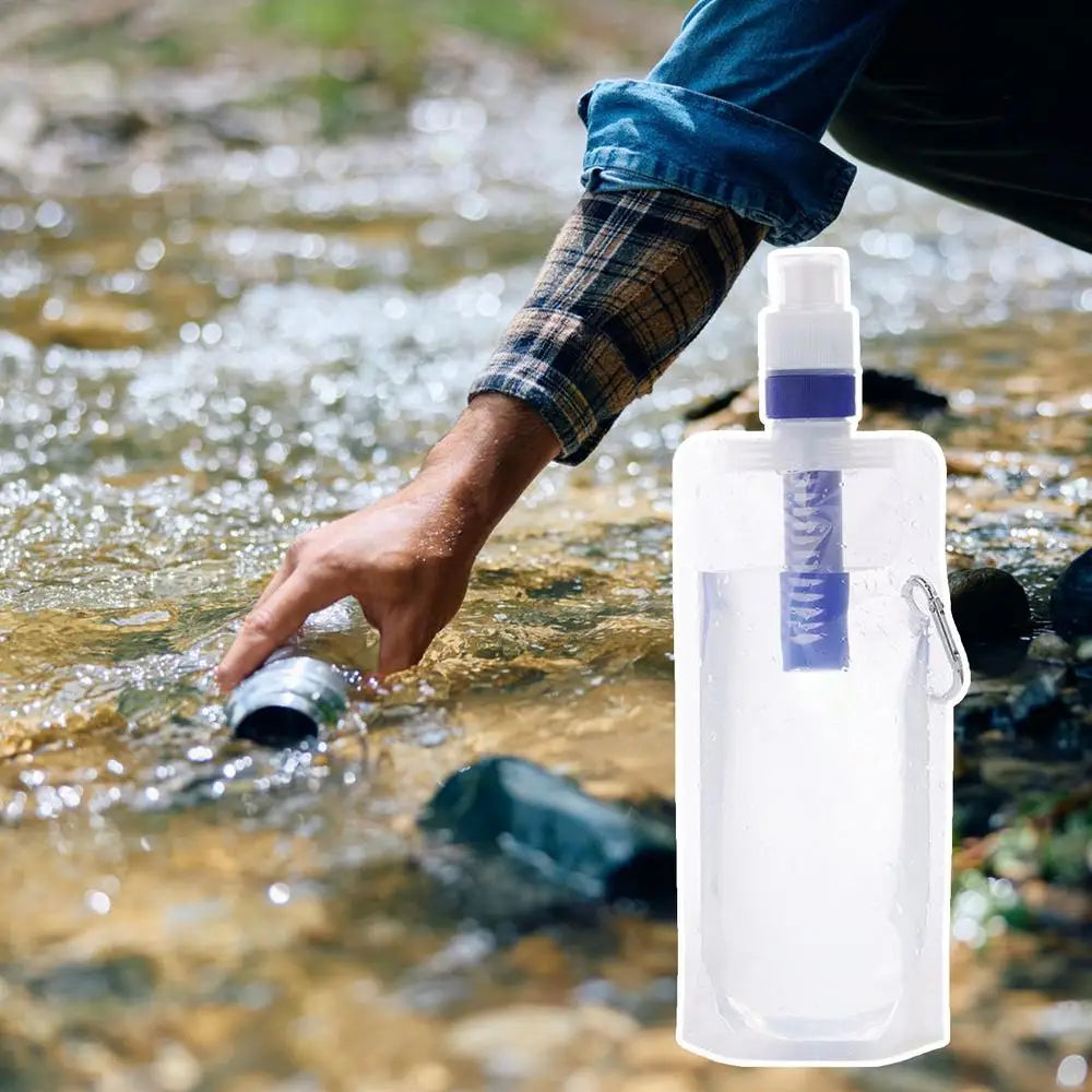 Collapsible Water Bottle with Integrated 0.01 Micron Filter