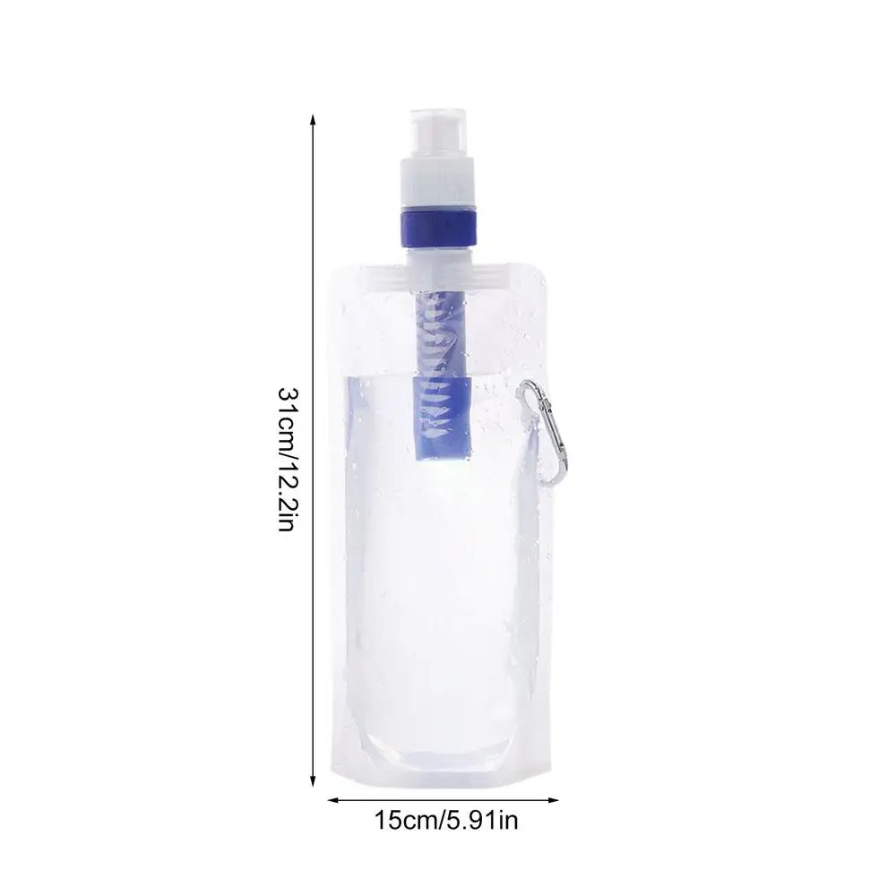 Collapsible Water Bottle with Integrated 0.01 Micron Filter