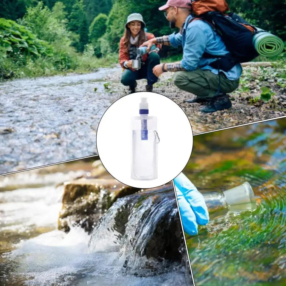 Collapsible Water Bottle with Integrated 0.01 Micron Filter
