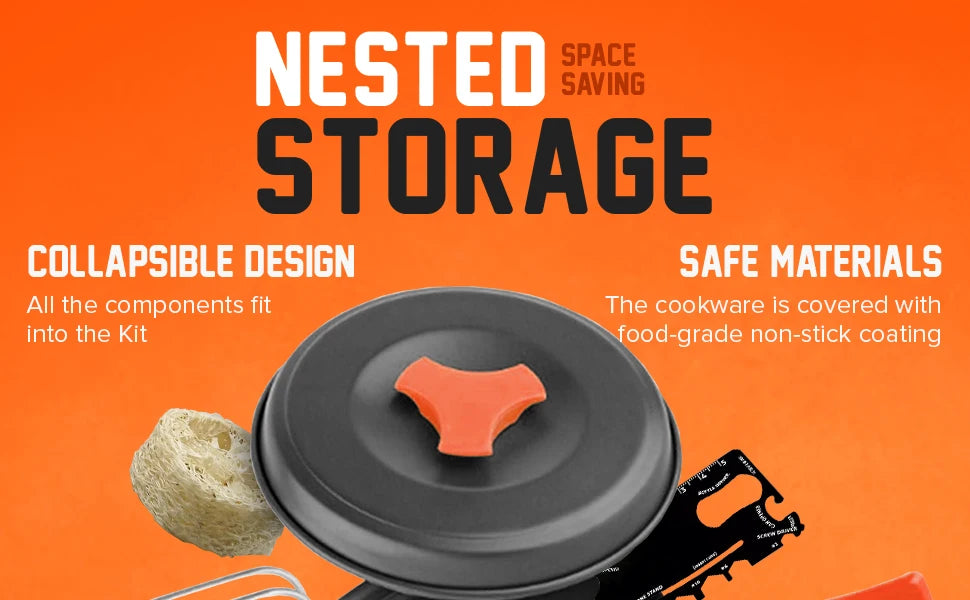 15+ Piece Camping Cookware & Stove Set