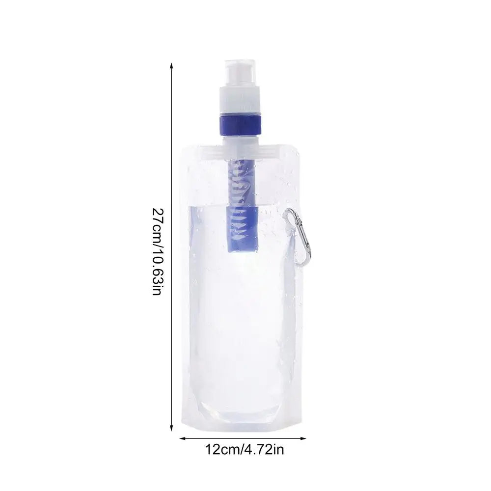 Collapsible Water Bottle with Integrated 0.01 Micron Filter
