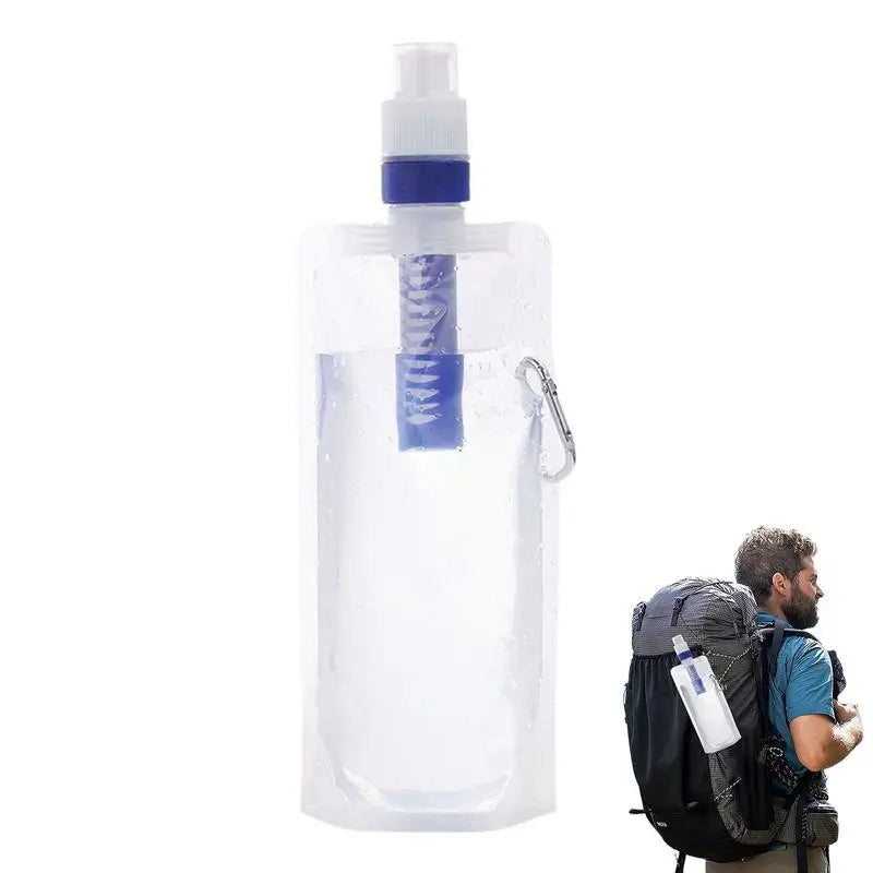 Collapsible Water Bottle with Integrated 0.01 Micron Filter