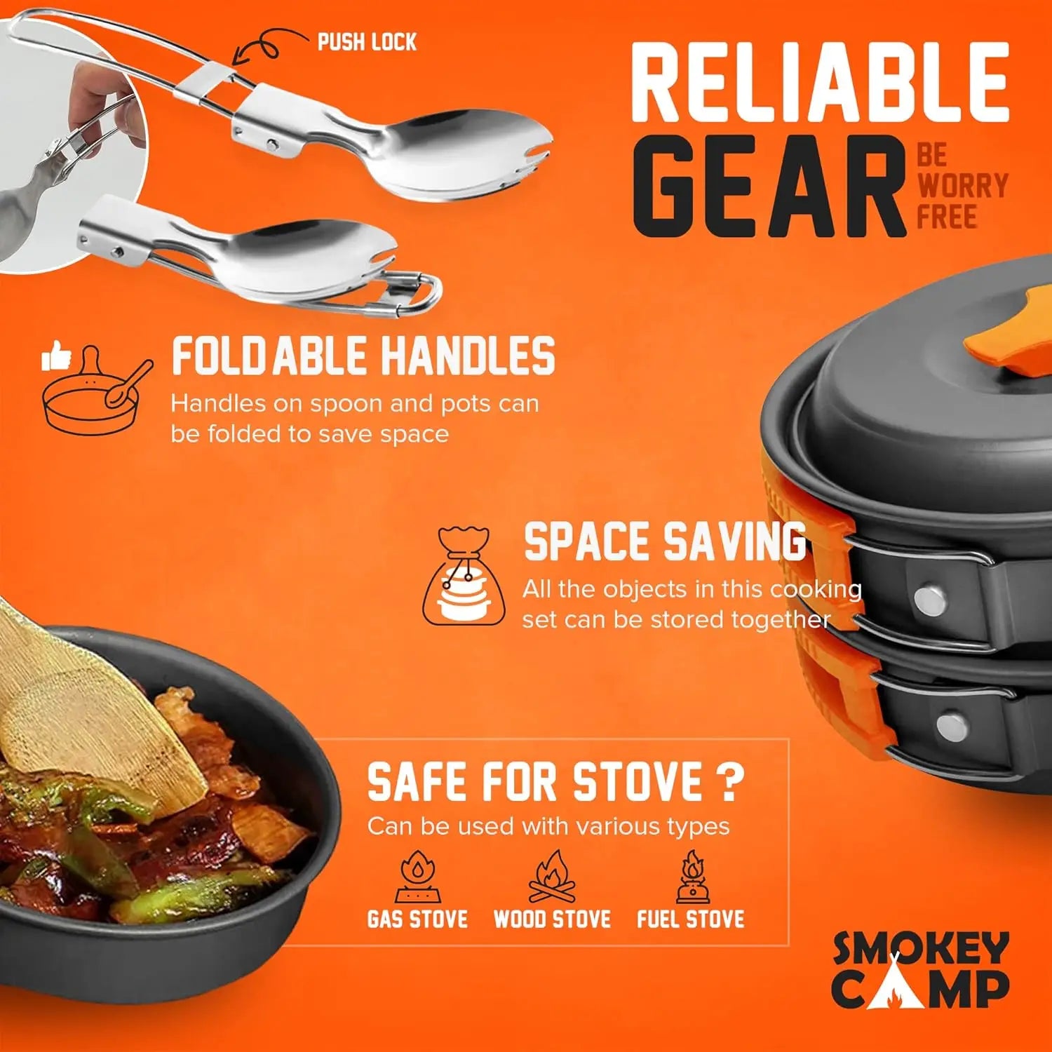15+ Piece Camping Cookware & Stove Set