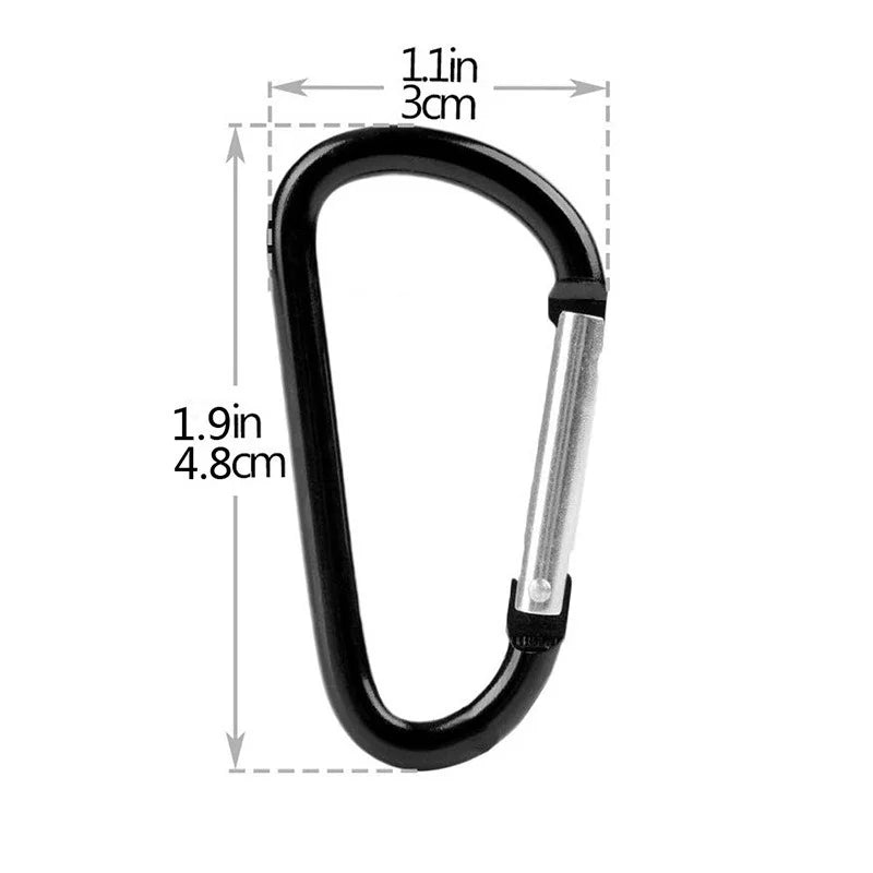5PCS Outdoor Carabiner D-shaped Bold Metal Travel Kit Camping Aluminum Survival Gear Mountaineering Hooks