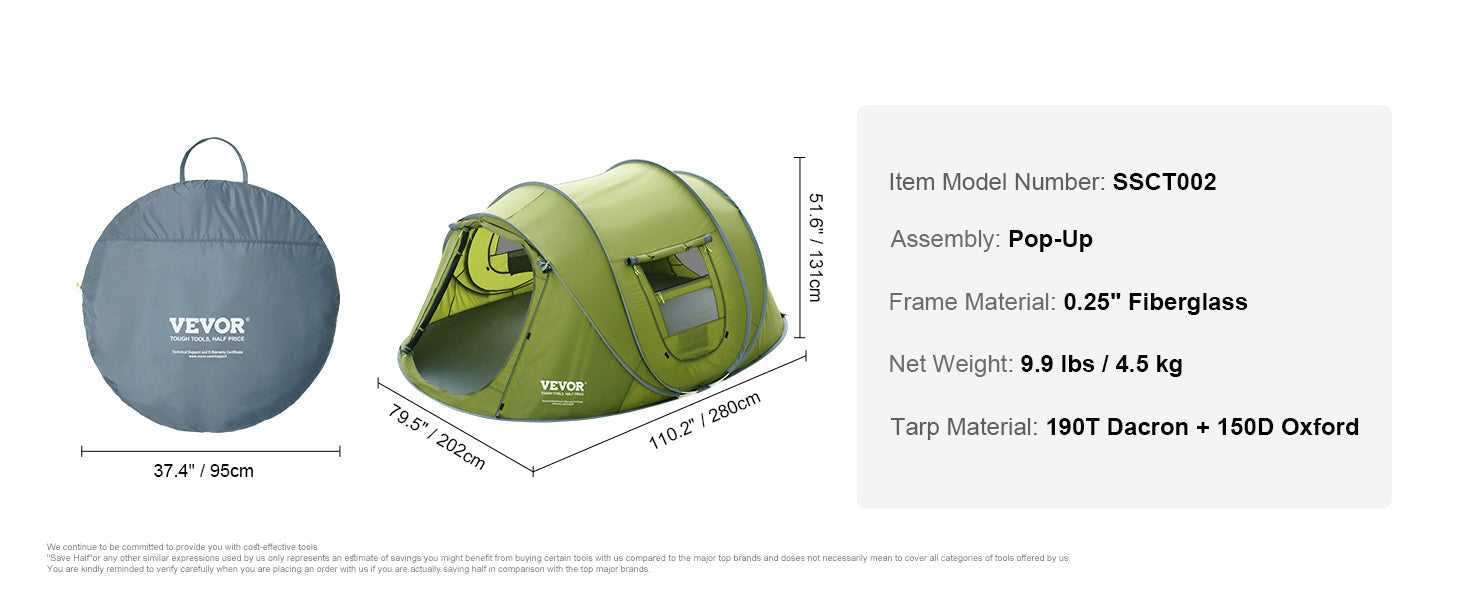 Instant Pop-Up Tent for 3-4 People
